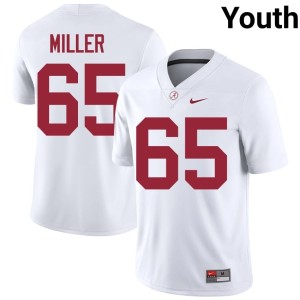 White Youth College Football #65 Tyrell Miller Stitched UA Crimson Tide Jersey 255872-636